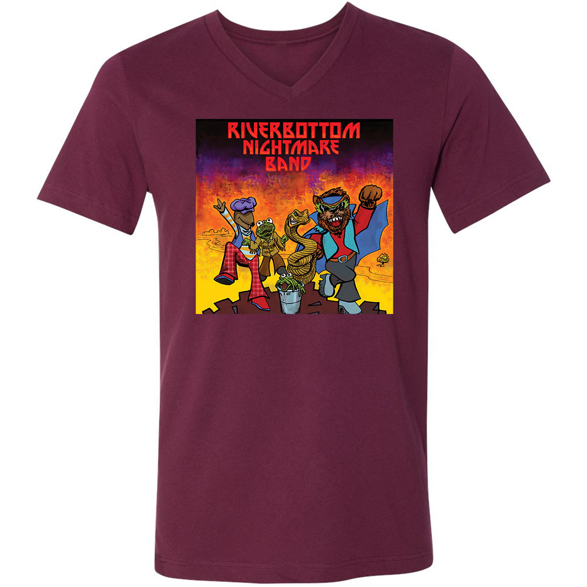 Unisex V-Neck T-Shirt - GNA5M3PS - Maroon - 6