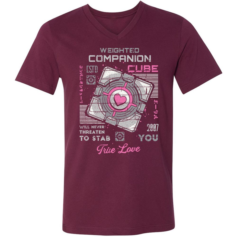 Unisex V-Neck T-Shirt - 7APW6XUH - Maroon - 6