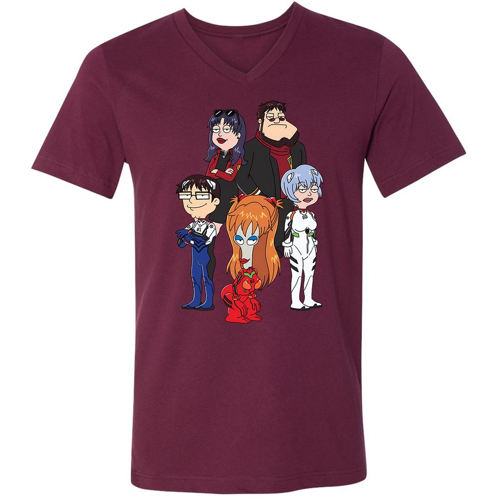 Unisex V-Neck T-Shirt - 55PGZX8X - Maroon - 6