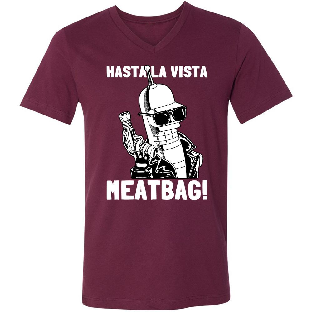 Unisex V-Neck T-Shirt - EZ16AKHX - Maroon - 6