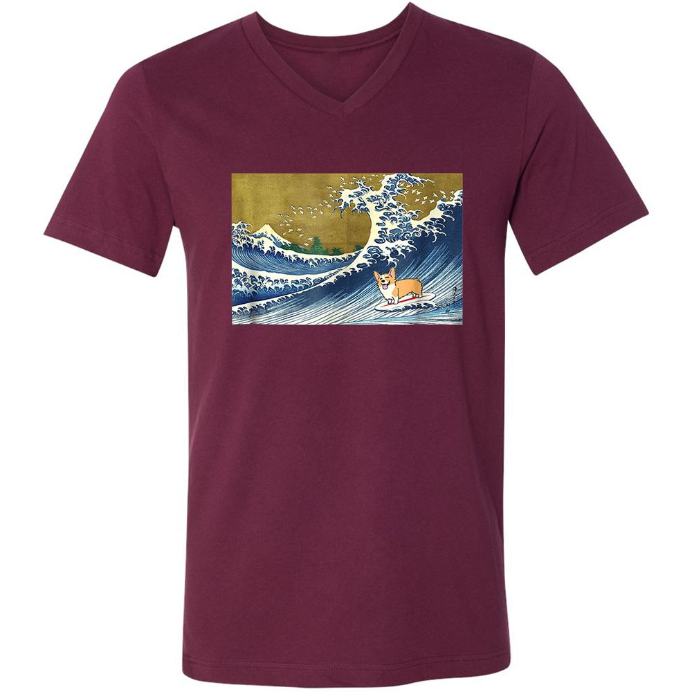 Unisex V-Neck T-Shirt - 6ENFTGNP - Maroon - 6