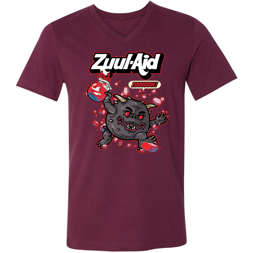 Unisex V-Neck T-Shirt - 5APV7HMY - Maroon - 6