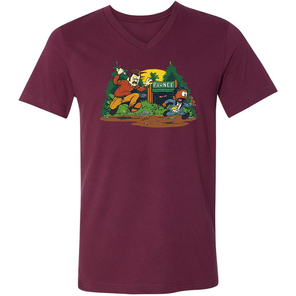 Unisex V-Neck T-Shirt - ZCJ269H9 - Maroon - 6