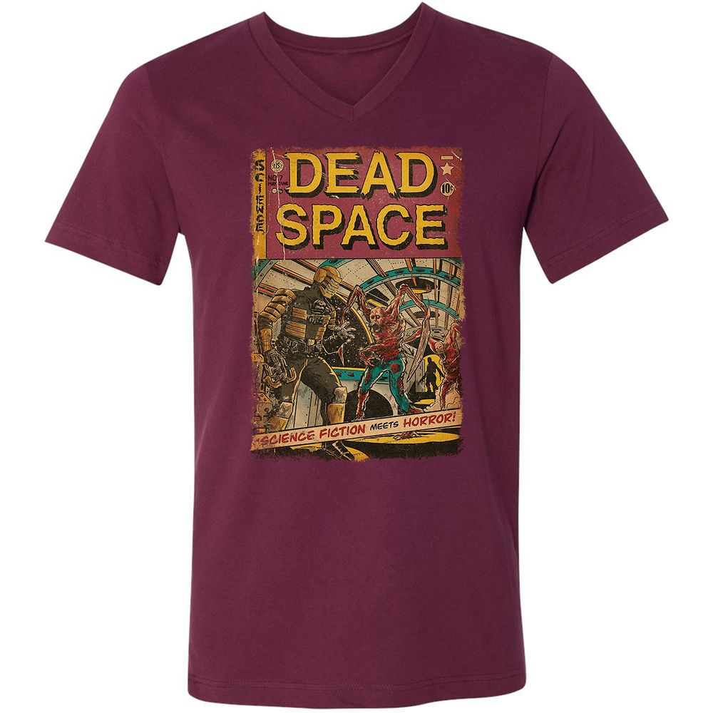 Unisex V-Neck T-Shirt - 7Y1W5J86 - Maroon - 6