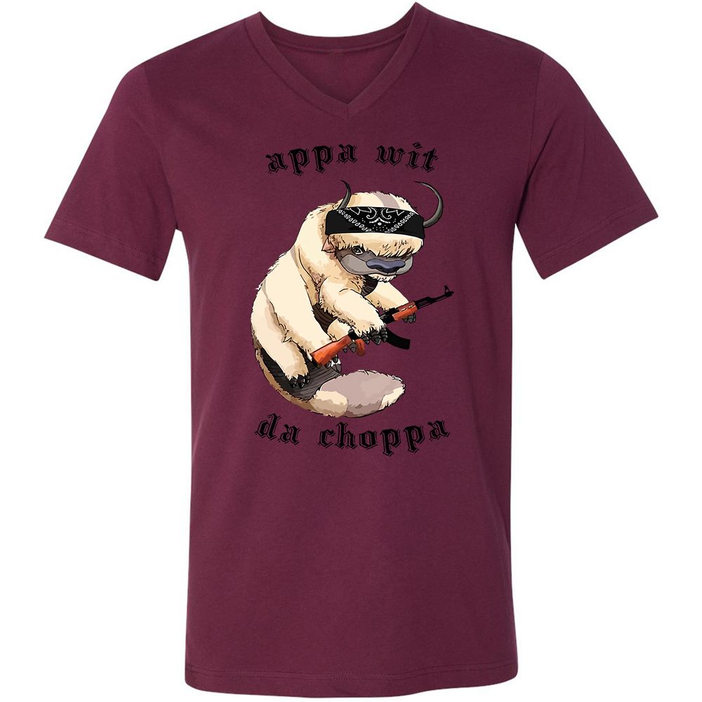 Unisex V-Neck T-Shirt - HJMVTPTS - Maroon - 6