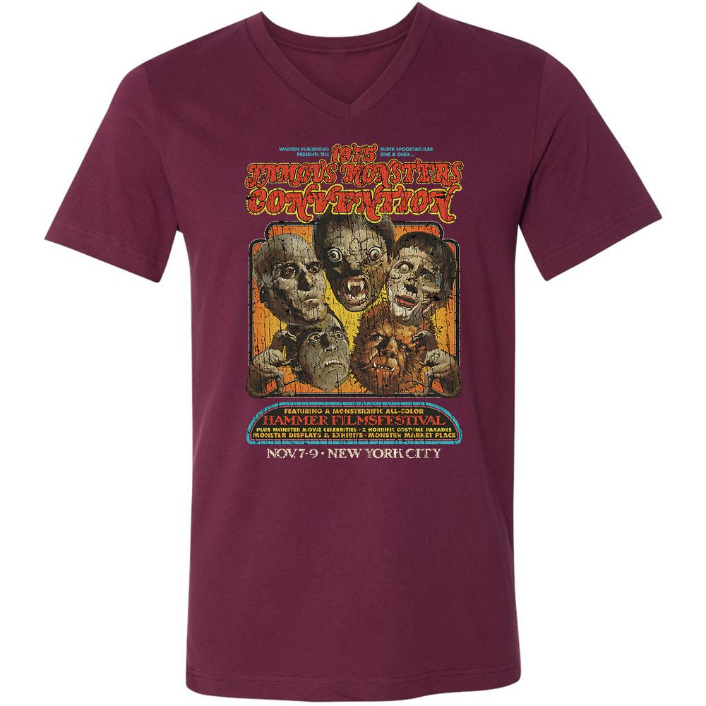 Unisex V-Neck T-Shirt - FBE9EYXH - Maroon - 6
