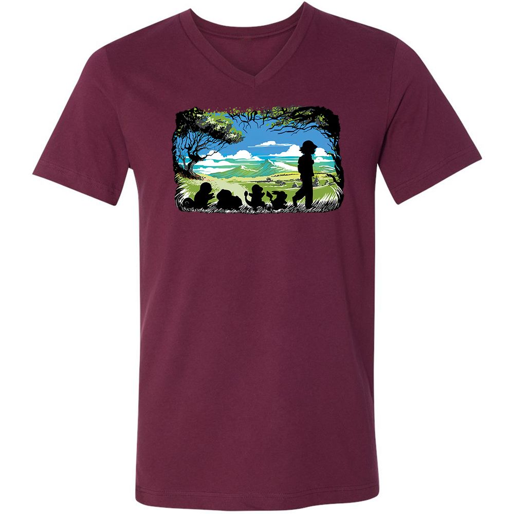 Unisex V-Neck T-Shirt - 1YN83KKR - Maroon - 6