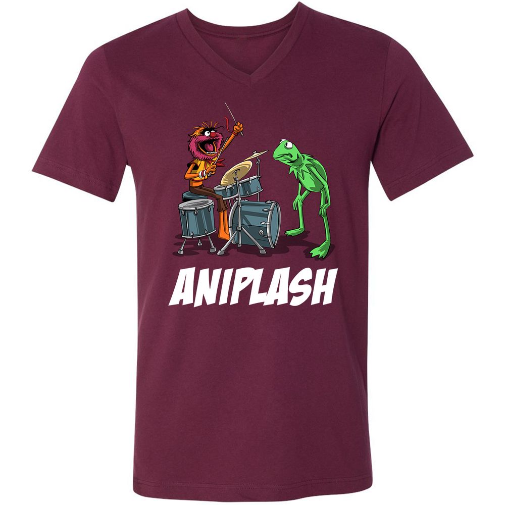 Unisex V-Neck T-Shirt - T6JSM8SV - Maroon - 6