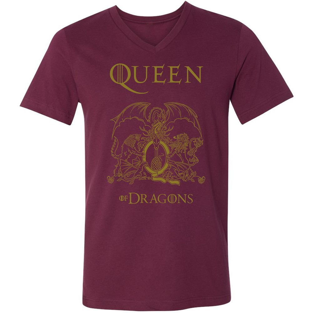 Unisex V-Neck T-Shirt - H6GQRTWP - Maroon - 6