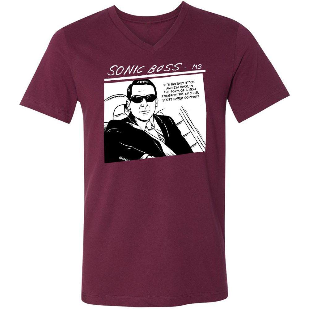 Unisex V-Neck T-Shirt - 864GA42W - Maroon - 6