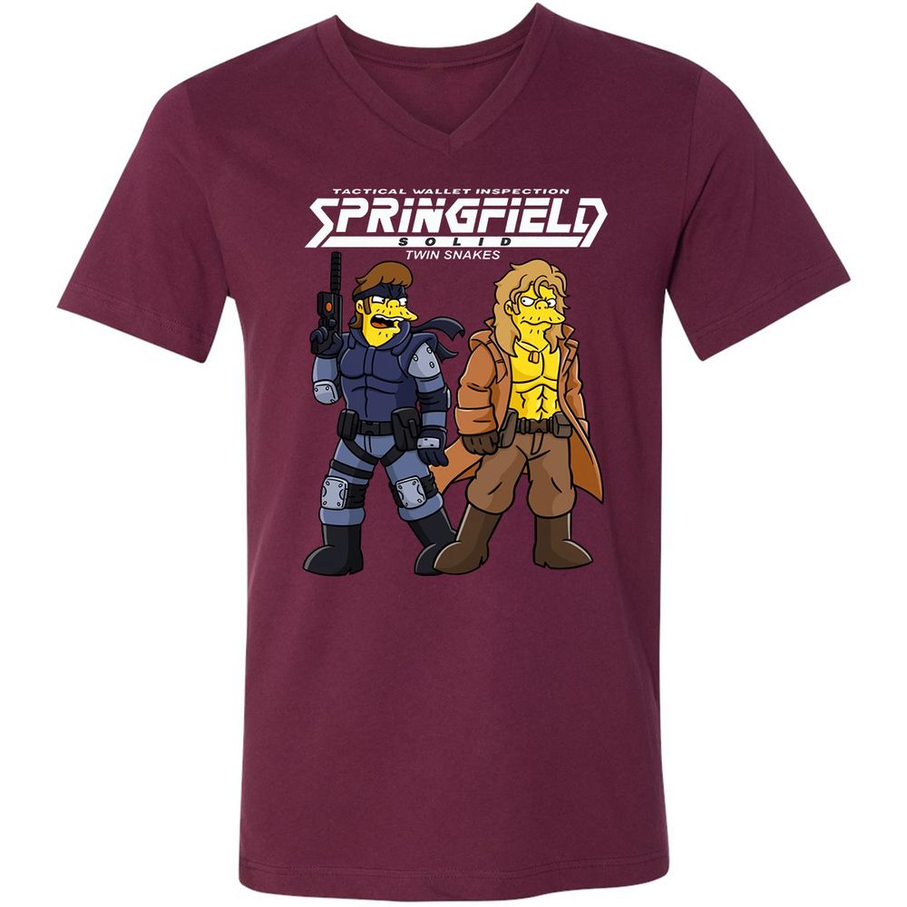 Unisex V-Neck T-Shirt - WKJ74NRA - Maroon - 6