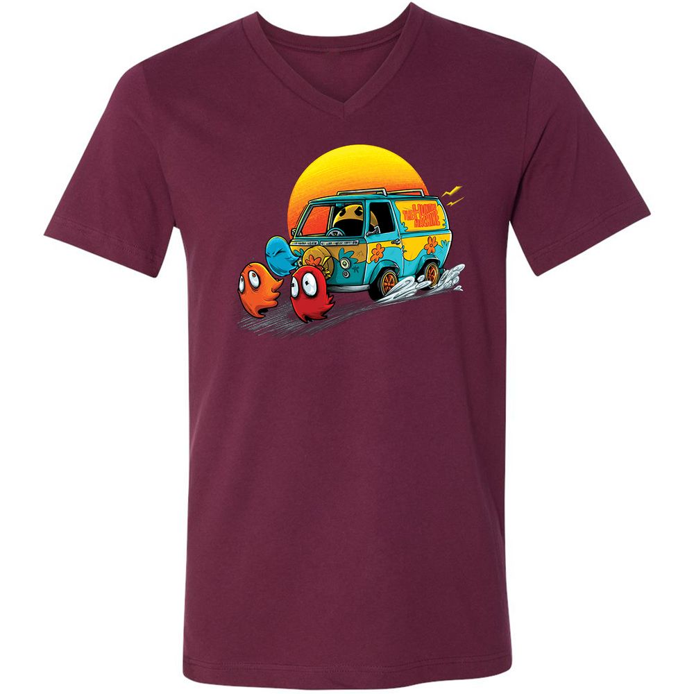 Unisex V-Neck T-Shirt - YPDMZD8W - Maroon - 6