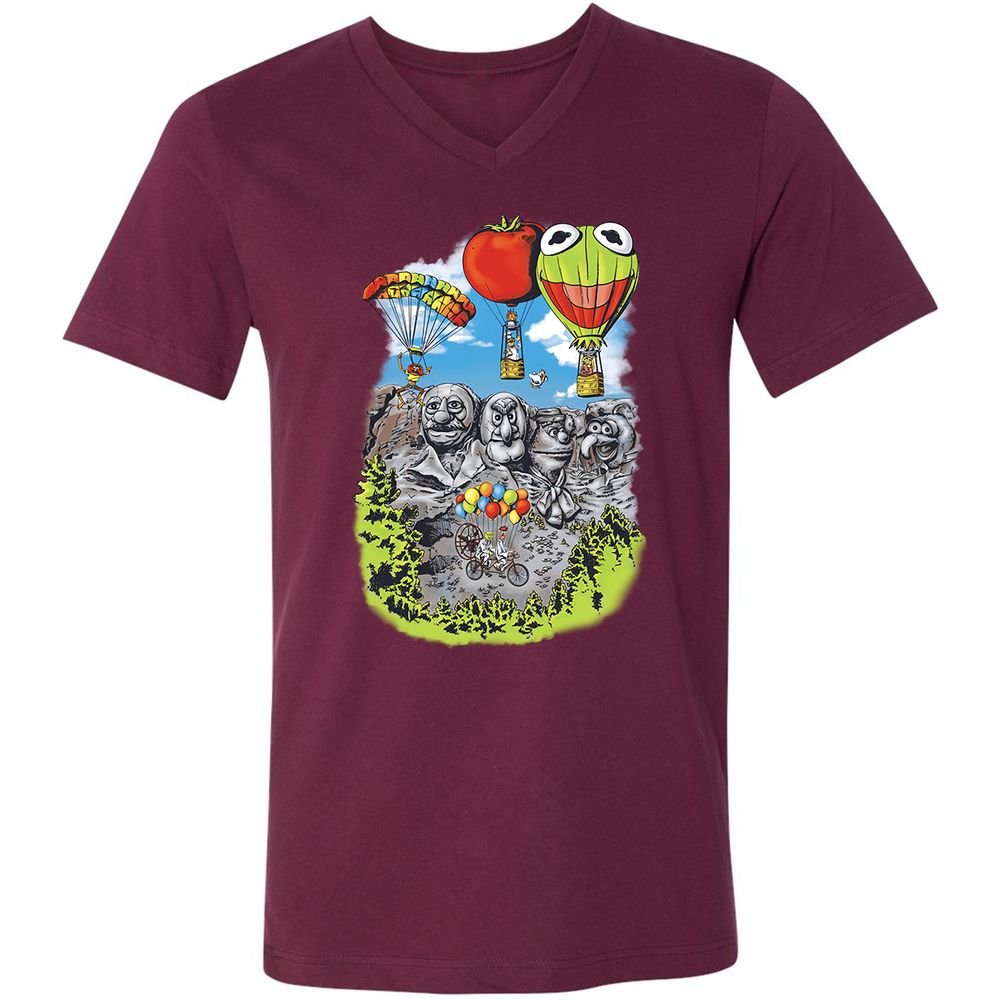 Unisex V-Neck T-Shirt - B6W3USD2 - Maroon - 6