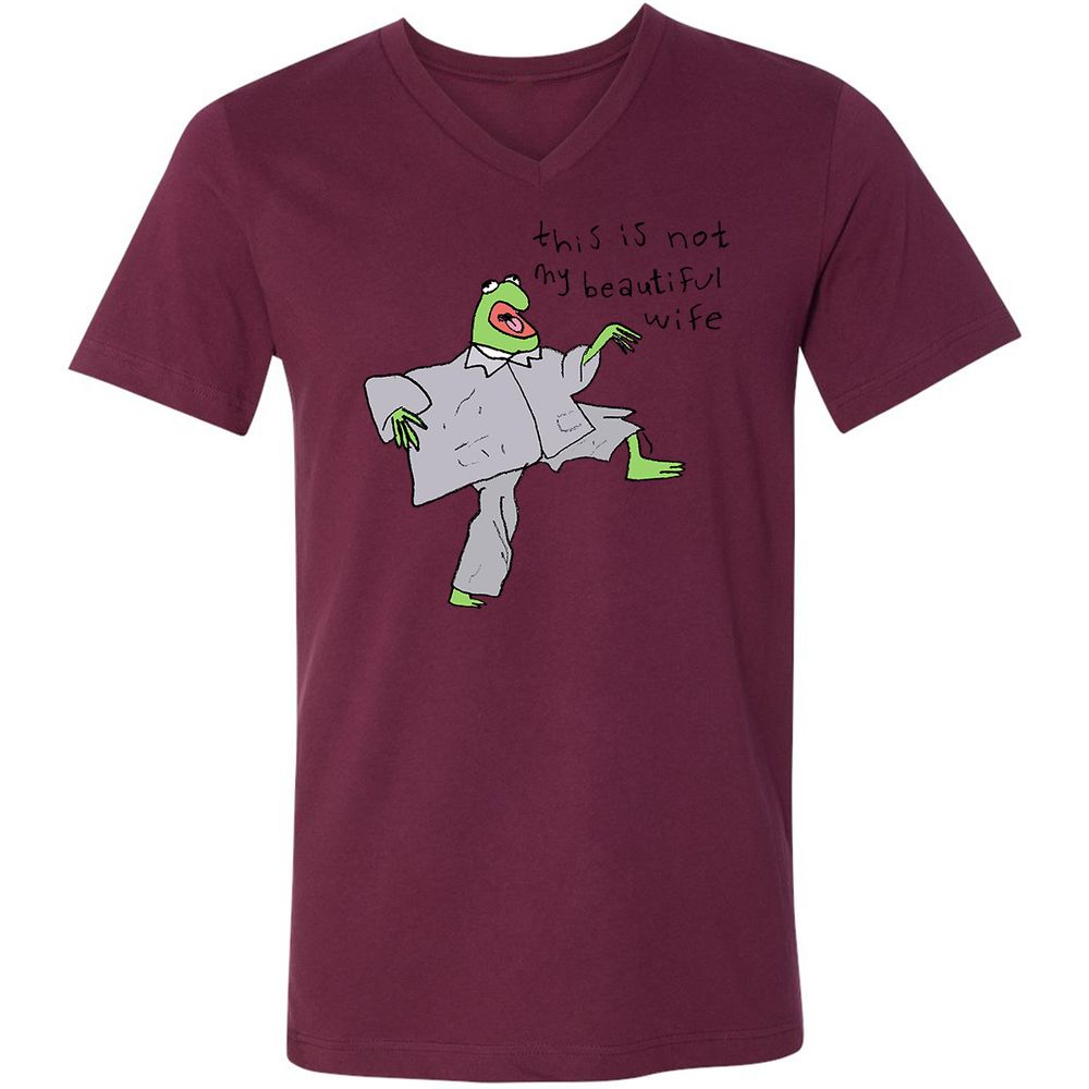 Unisex V-Neck T-Shirt - GYE5PLEM - Maroon - 6