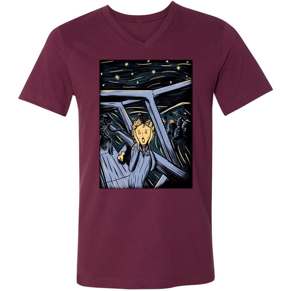 Unisex V-Neck T-Shirt - QLRJ3JAR - Maroon - 6