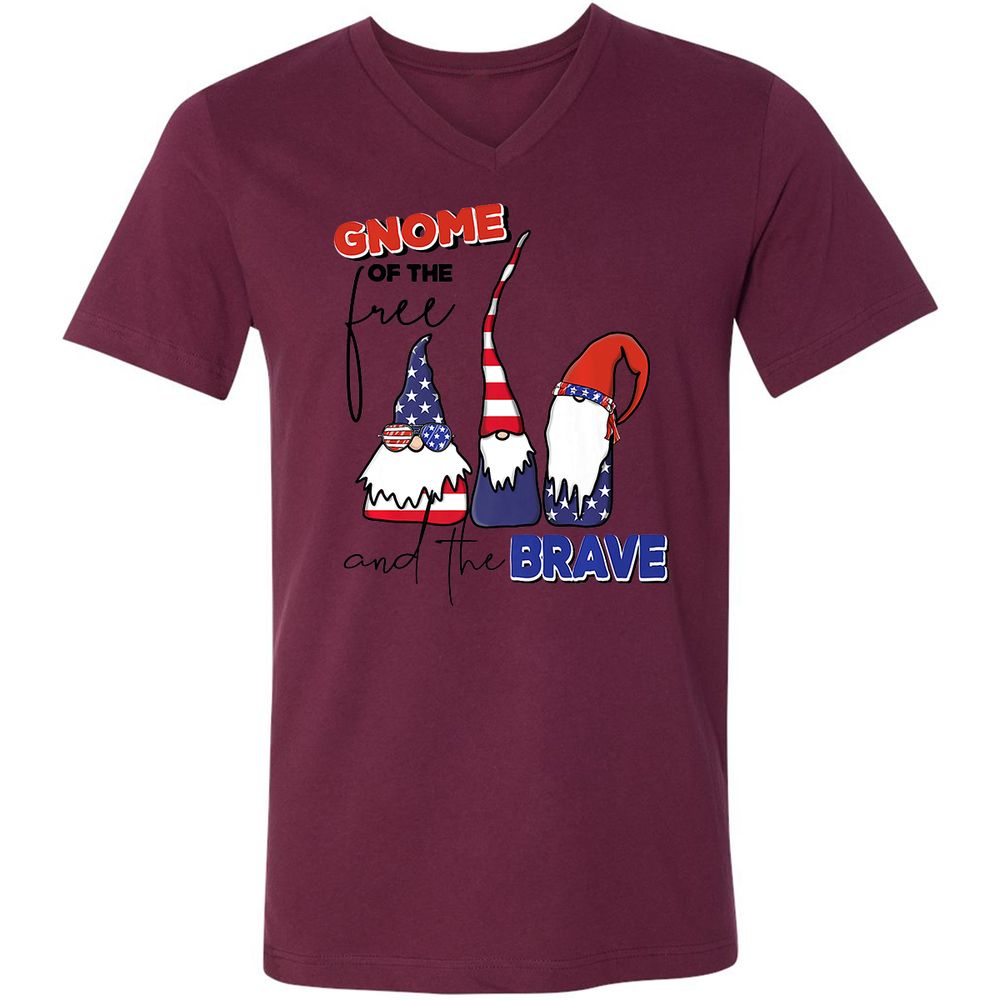 Unisex V-Neck T-Shirt - K89GRAUJ - Maroon - 6
