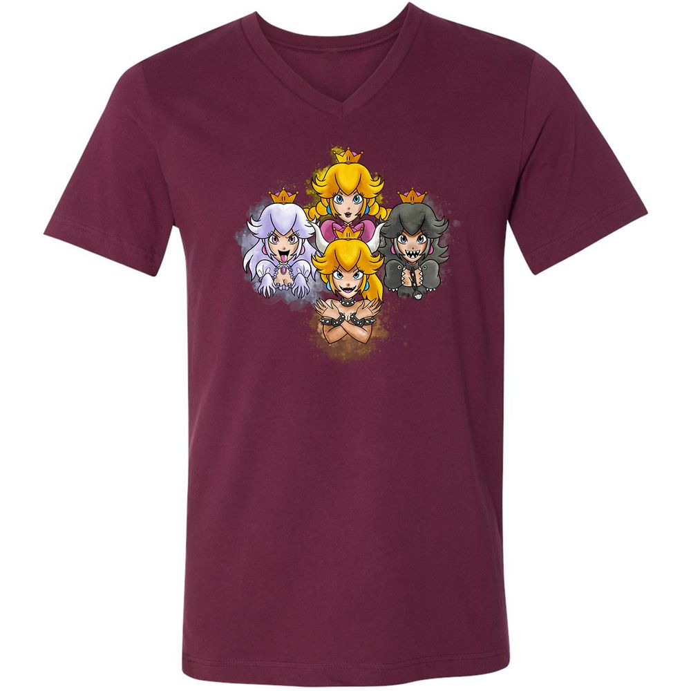 Unisex V-Neck T-Shirt - 9DCK5KPF - Maroon - 6