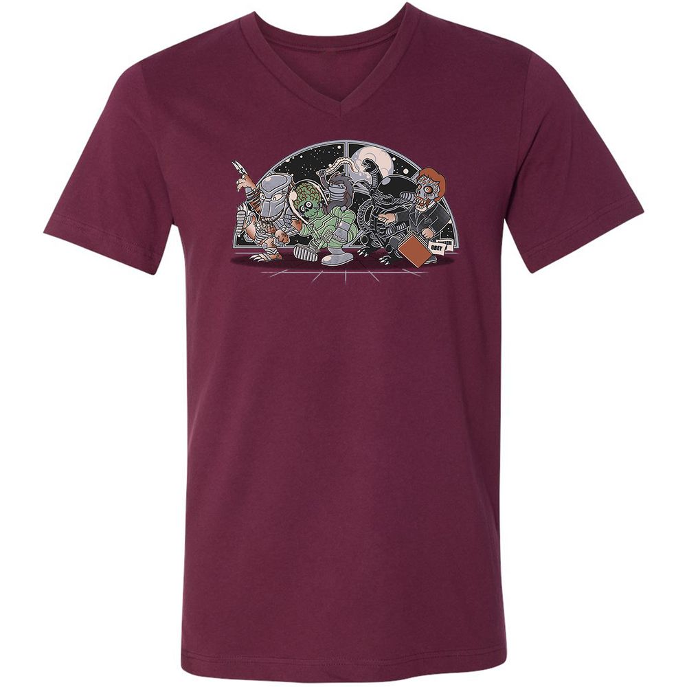Unisex V-Neck T-Shirt - 8N4DM9Y6 - Maroon - 6