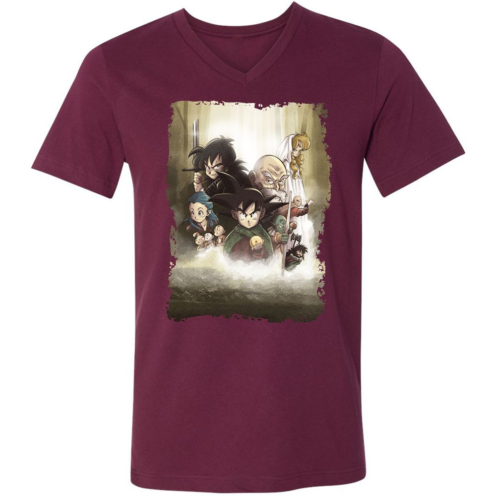 Unisex V-Neck T-Shirt - ZNUUR6J7 - Maroon - 6