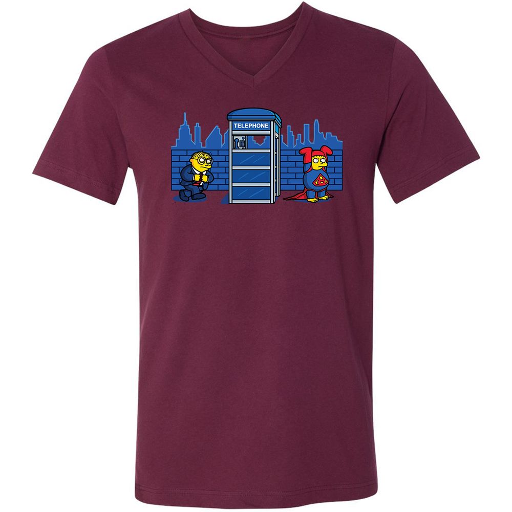 Unisex V-Neck T-Shirt - Z2DDQ5UV - Maroon - 6