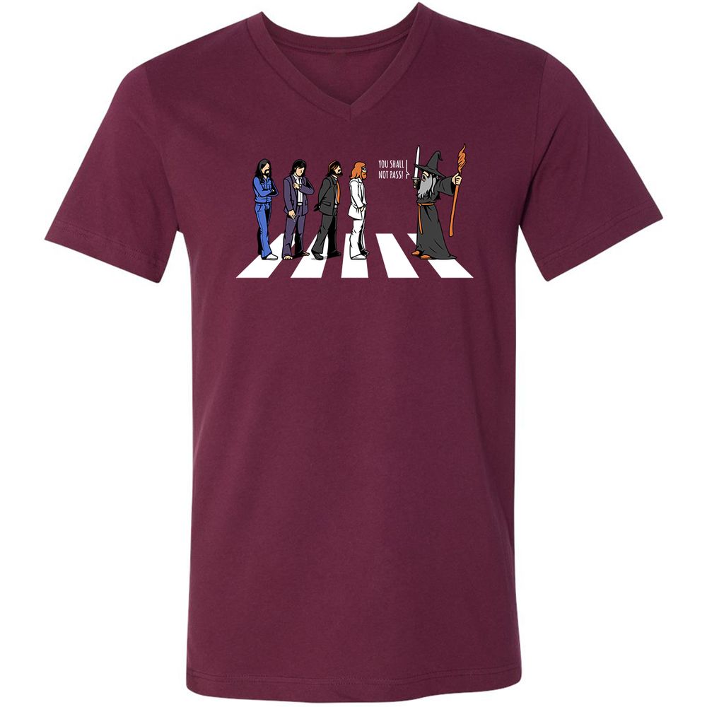 Unisex V-Neck T-Shirt - EELY7DAH - Maroon - 6