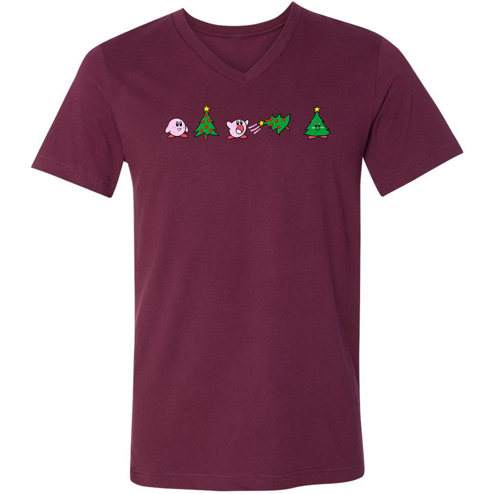 Unisex V-Neck T-Shirt - 2XNGVC66 - Maroon - 6