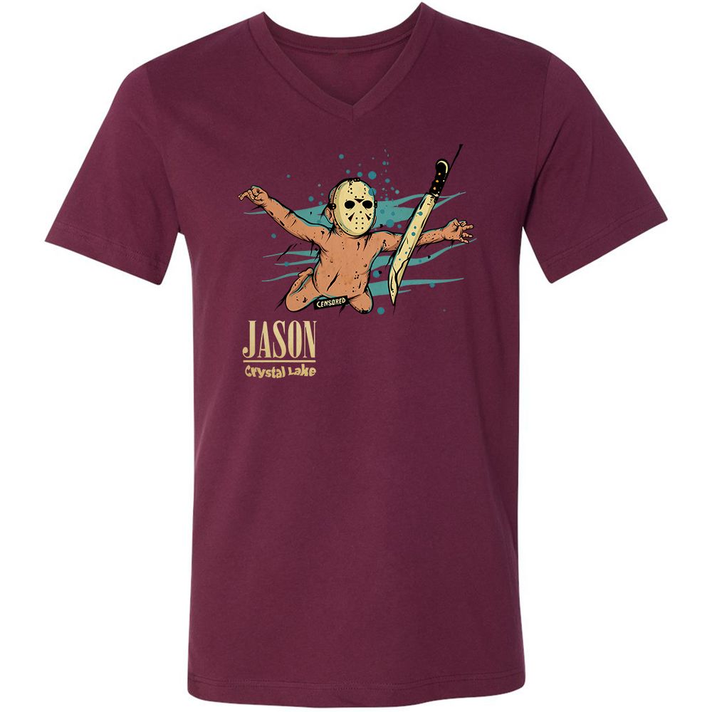 Unisex V-Neck T-Shirt - LG68FVAQ - Maroon - 6