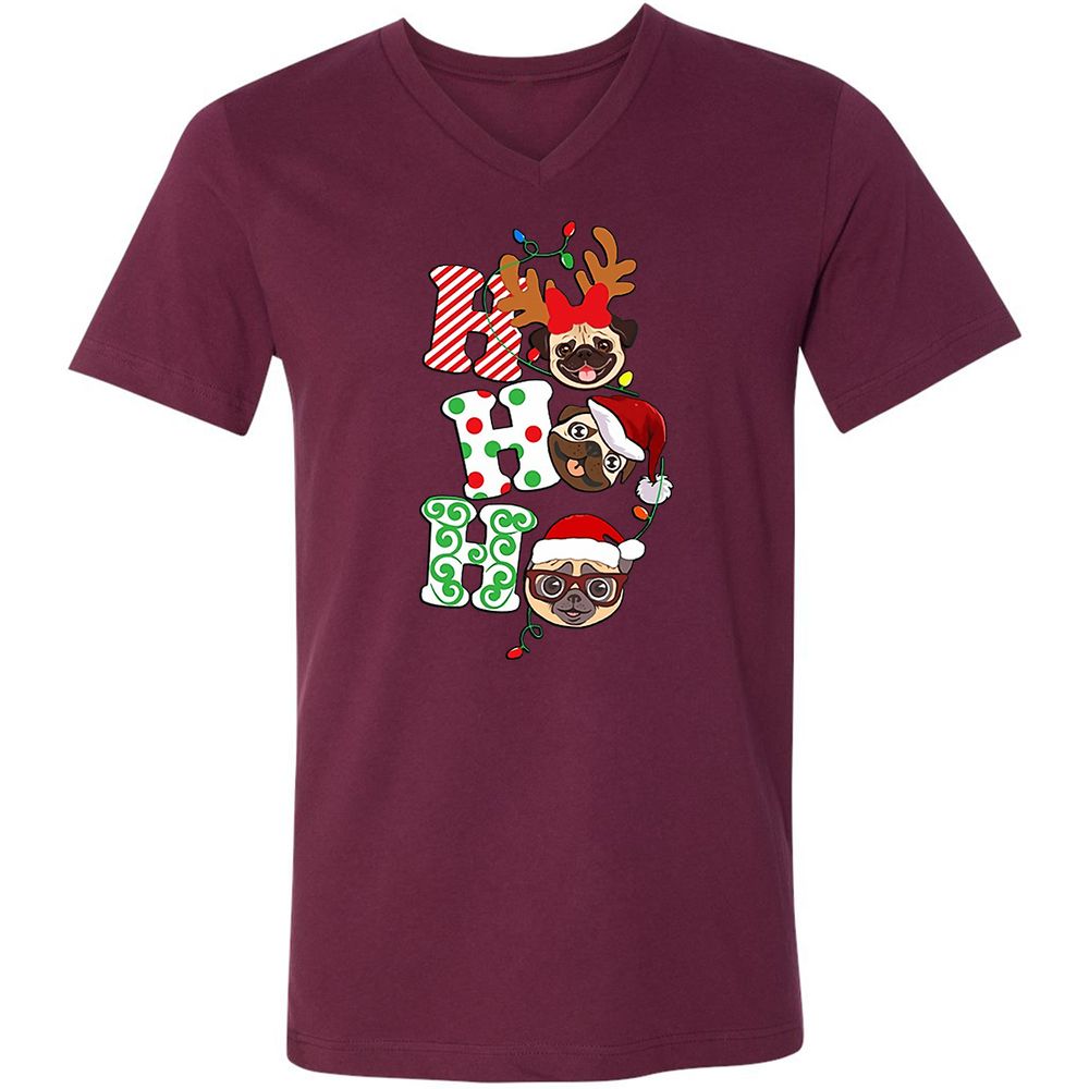 Unisex V-Neck T-Shirt - VXZ68U8F - Maroon - 6