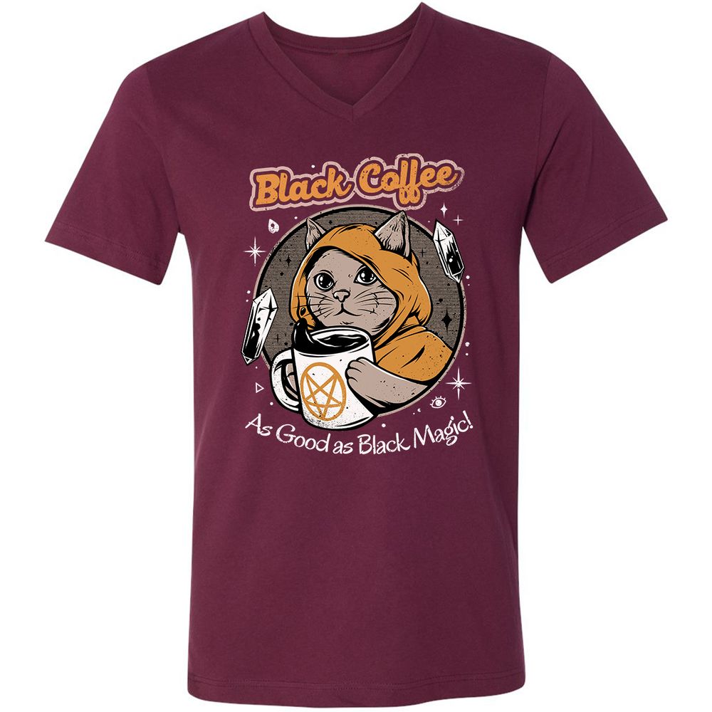 Unisex V-Neck T-Shirt - H9DKH2NL - Maroon - 6