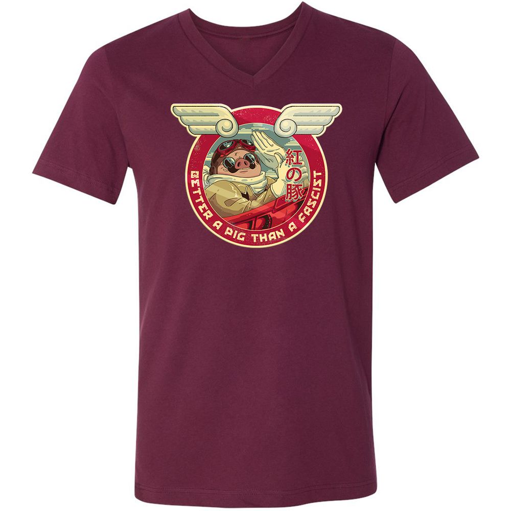 Unisex V-Neck T-Shirt - E2VGW65X - Maroon - 6