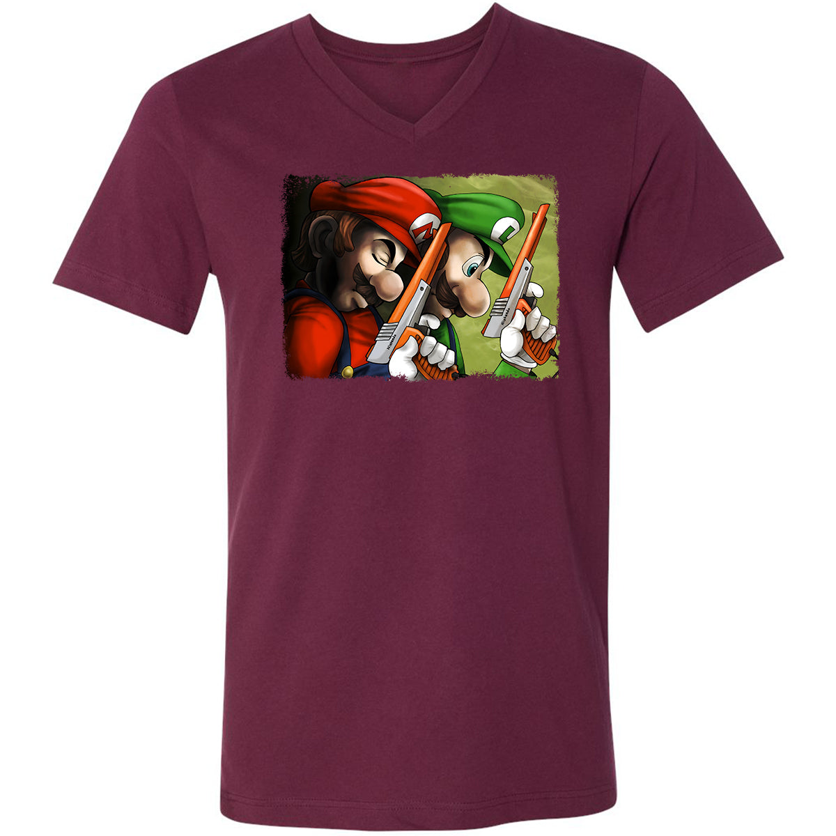 Unisex V-Neck T-Shirt - B5W1B47Z - Maroon - 6