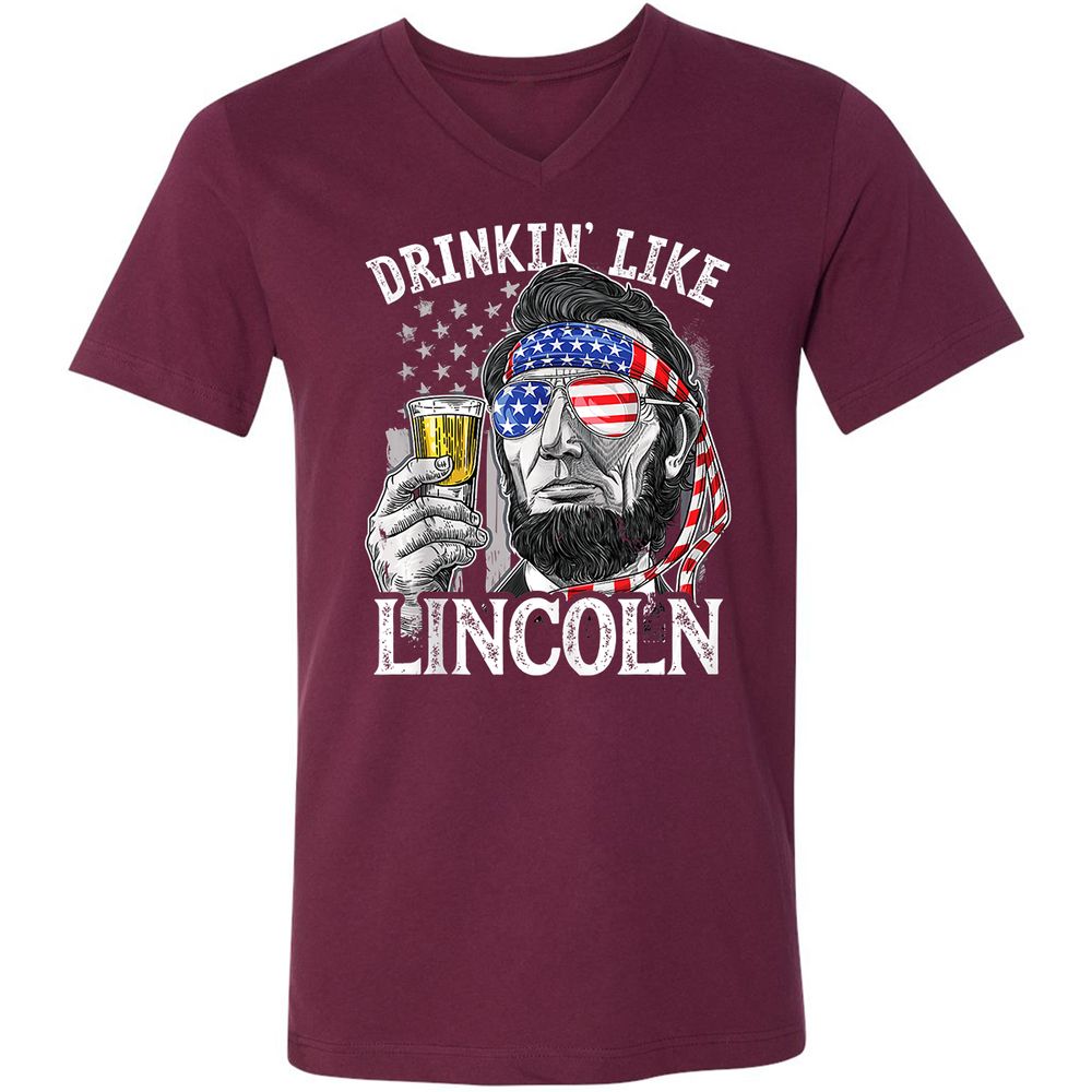 Unisex V-Neck T-Shirt - BAGSCTKH - Maroon - 6