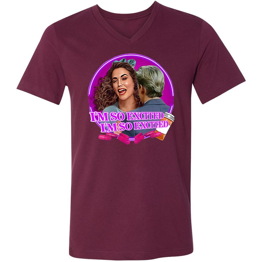 Unisex V-Neck T-Shirt - KUCZW25H - Maroon - 6