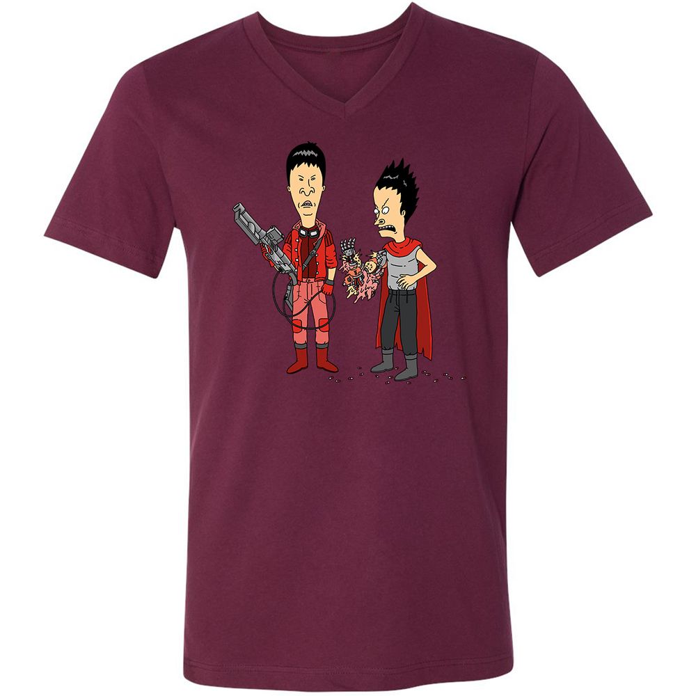 Unisex V-Neck T-Shirt - G9AFZ4SV - Maroon - 6