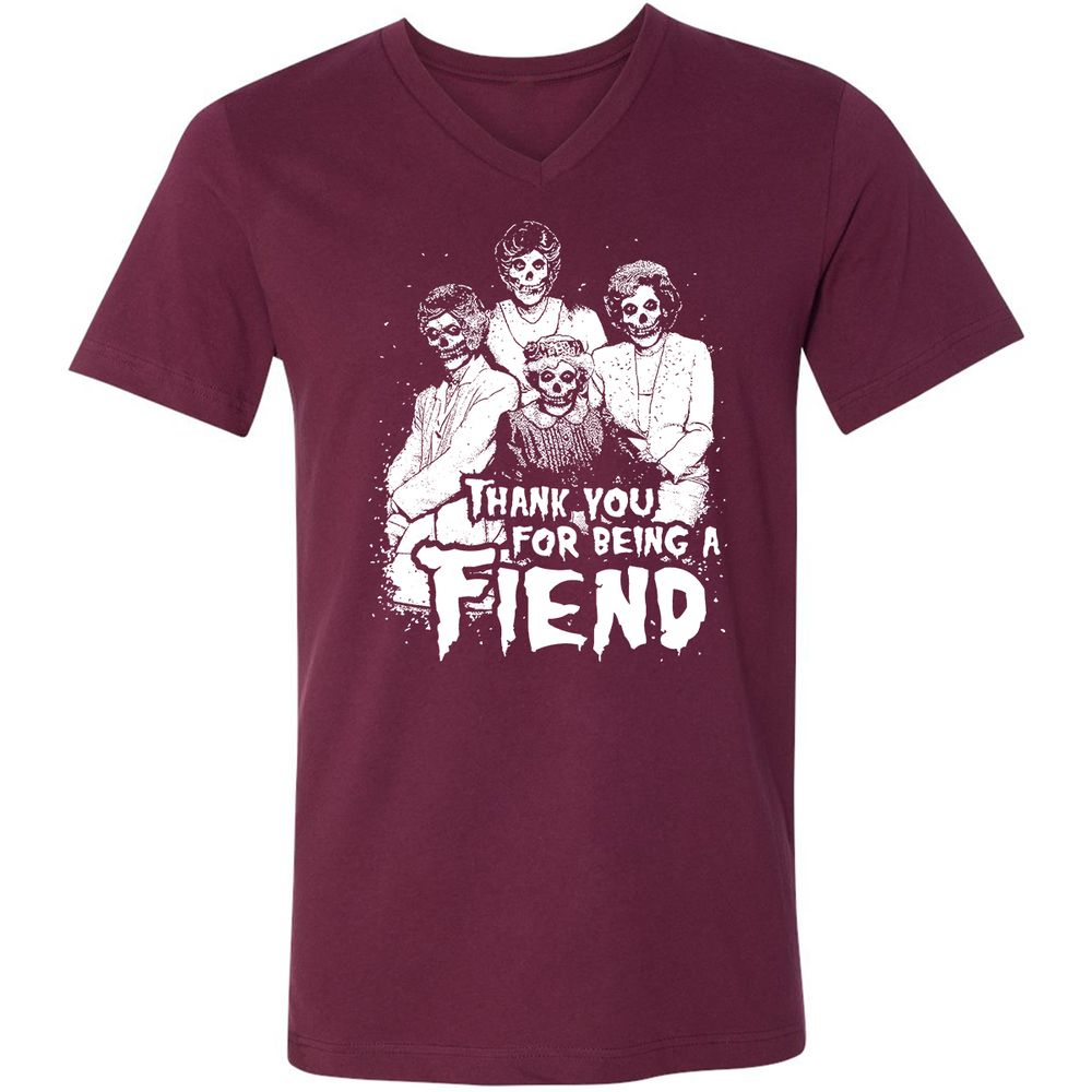 Unisex V-Neck T-Shirt - CGZV5FU6 - Maroon - 6