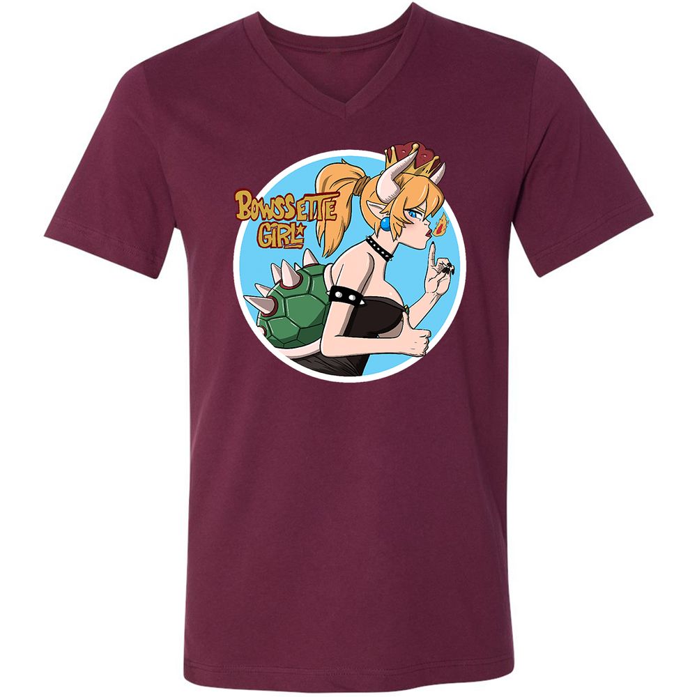 Unisex V-Neck T-Shirt - CZNTBE2B - Maroon - 6