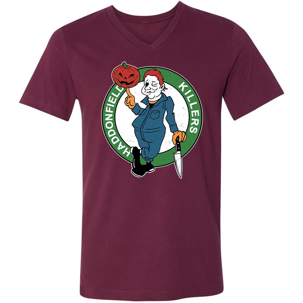 Unisex V-Neck T-Shirt - 4STAE2JW - Maroon - 6