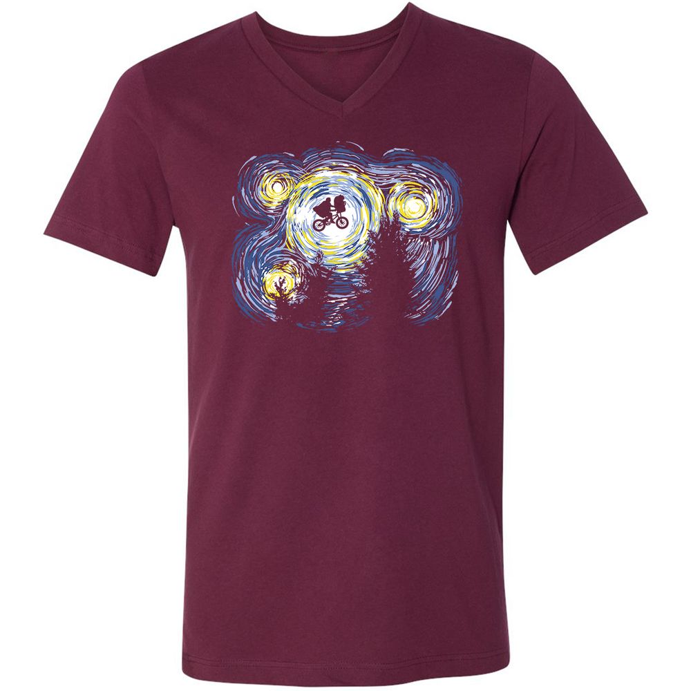 Unisex V-Neck T-Shirt - KNPXQMZB - Maroon - 6