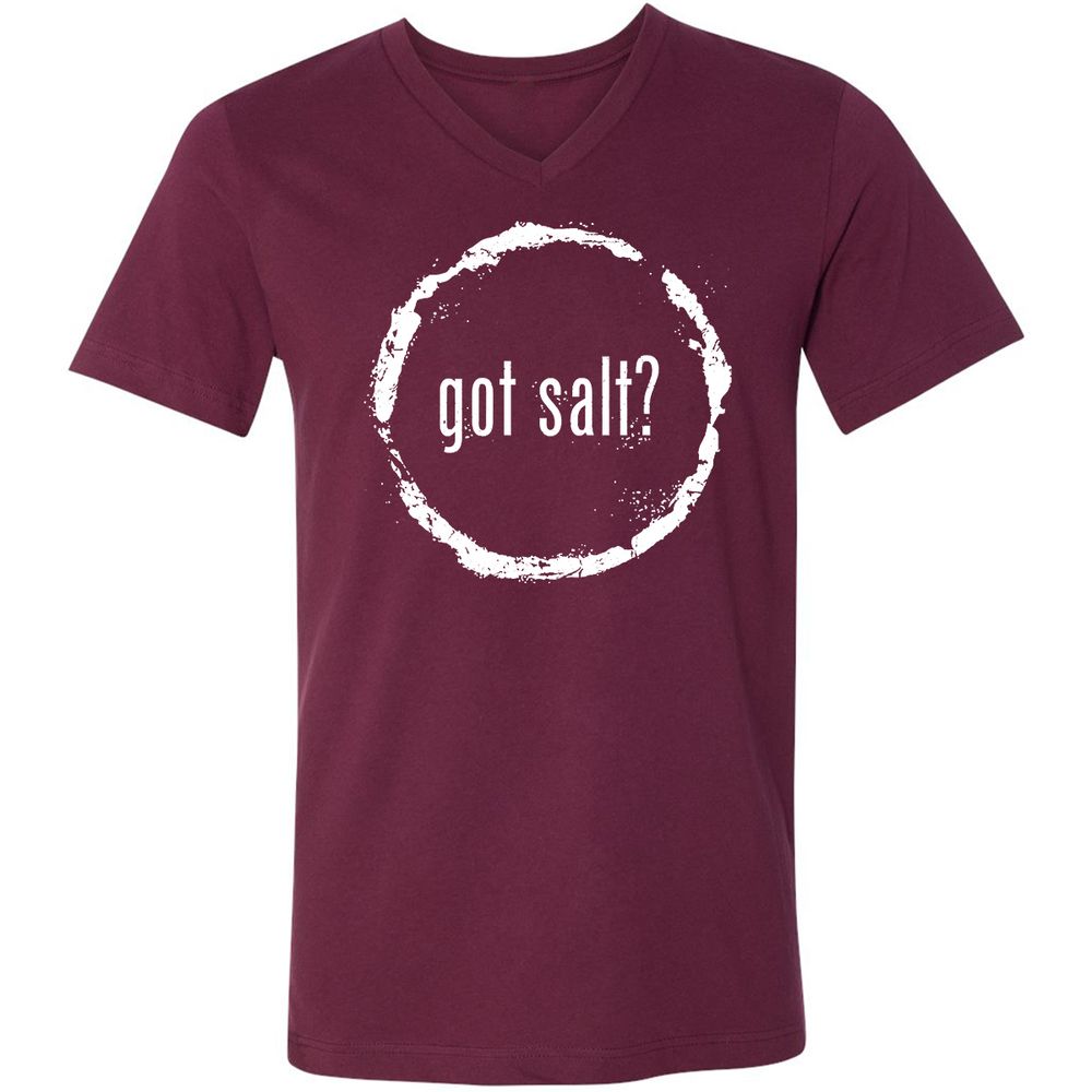 Unisex V-Neck T-Shirt - CAQLBXHW - Maroon - 6