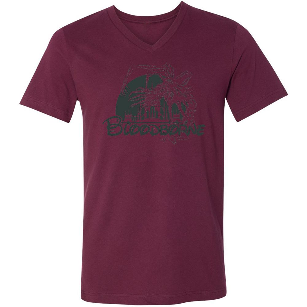 Unisex V-Neck T-Shirt - W3LCRZUH - Maroon - 6