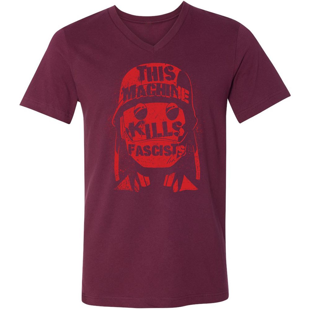 Unisex V-Neck T-Shirt - F2NLAFQE - Maroon - 6