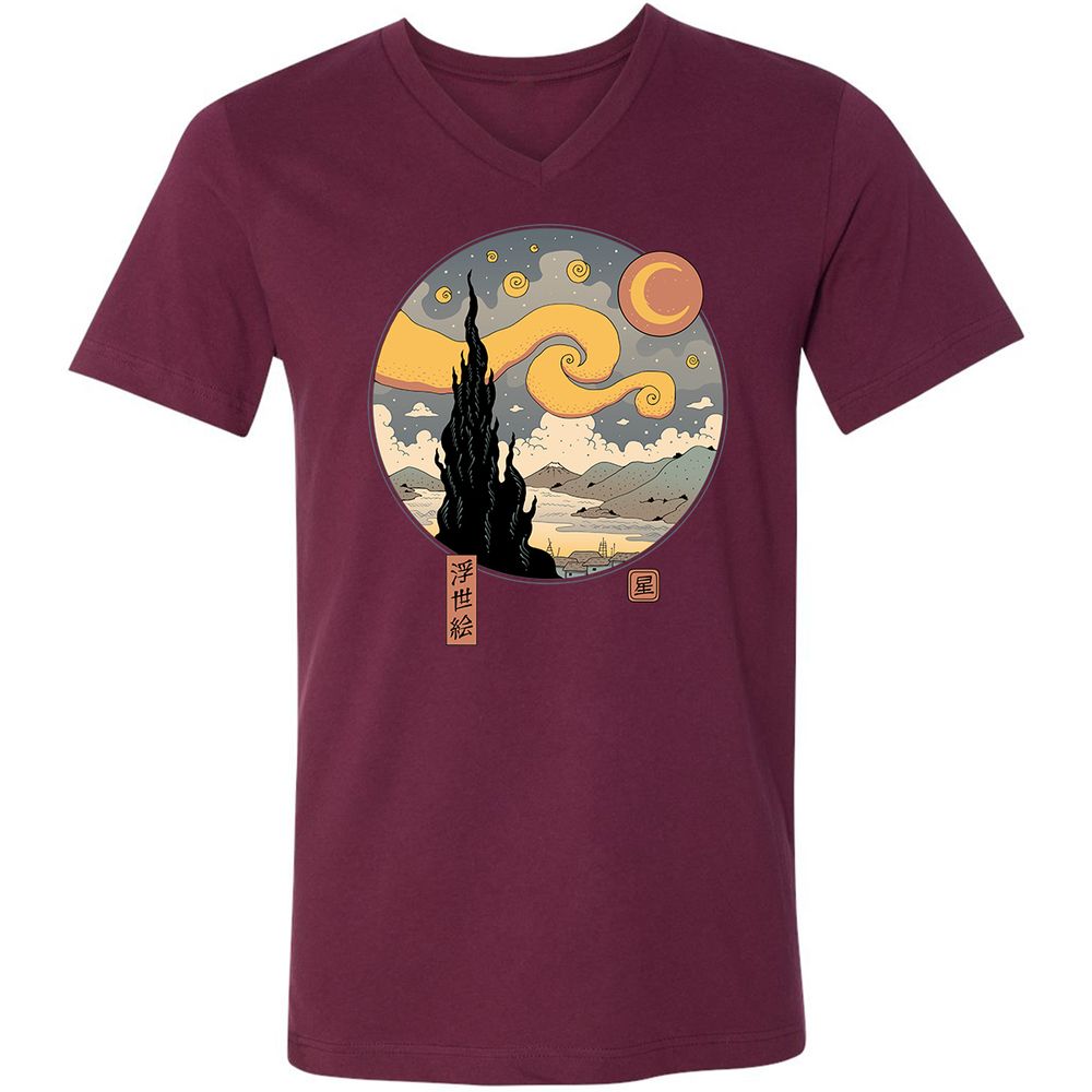 Unisex V-Neck T-Shirt - CPAVYYSM - Maroon - 6