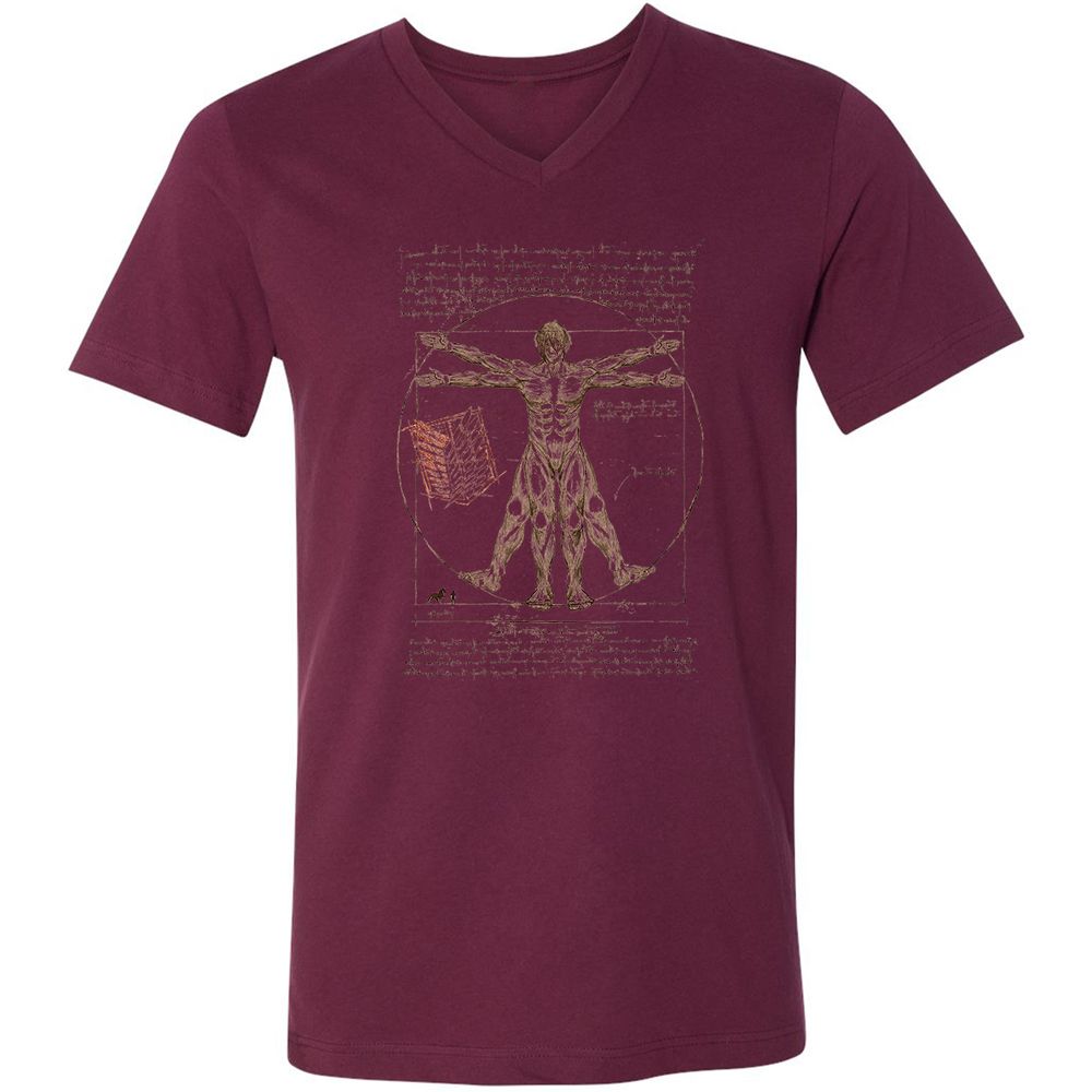 Unisex V-Neck T-Shirt - ZA66T4YB - Maroon - 6
