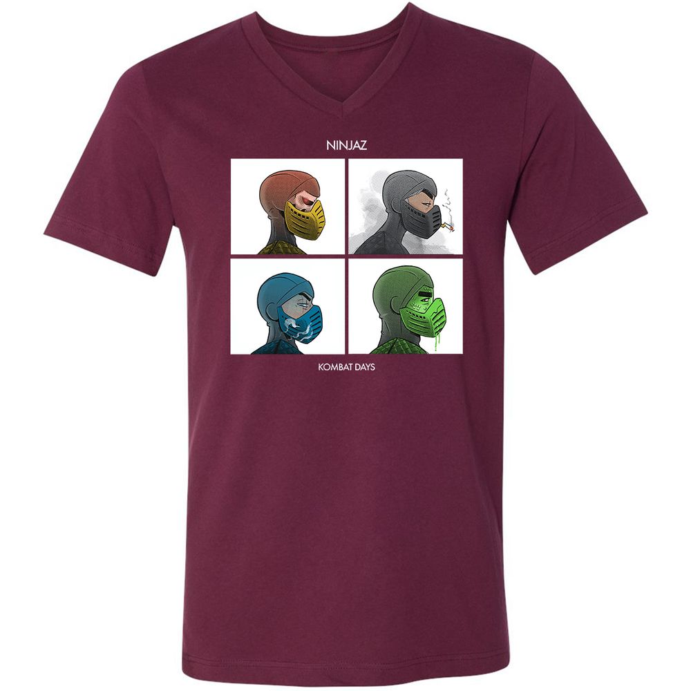 Unisex V-Neck T-Shirt - LQPZ49UY - Maroon - 6