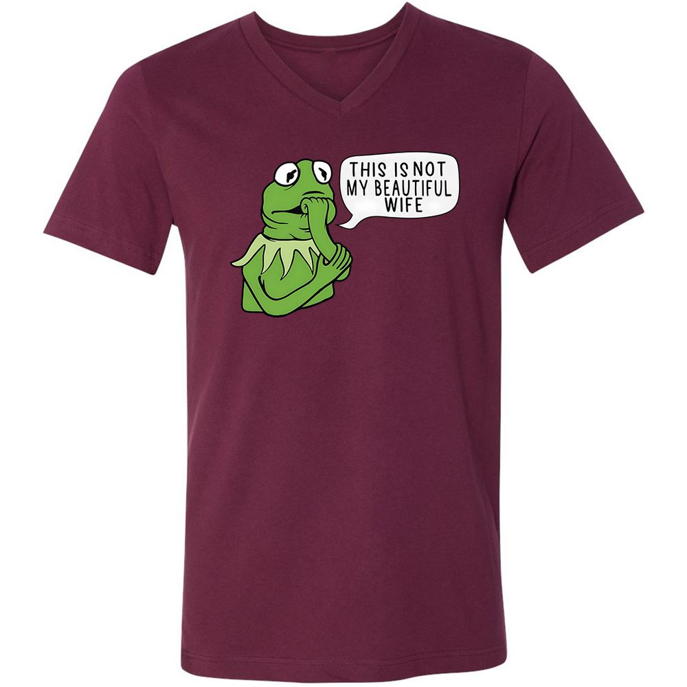 Unisex V-Neck T-Shirt - PUW2FEUU - Maroon - 6