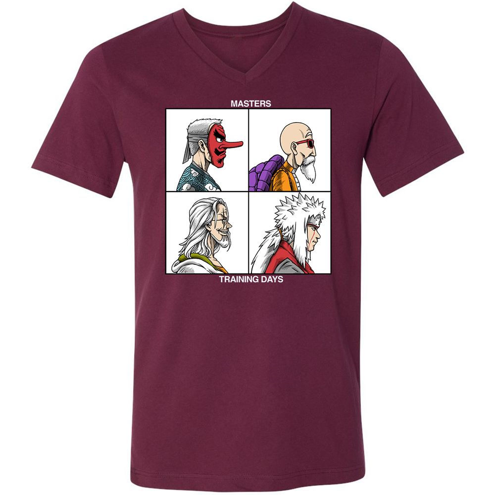 Unisex V-Neck T-Shirt - QCP7ZN2H - Maroon - 6