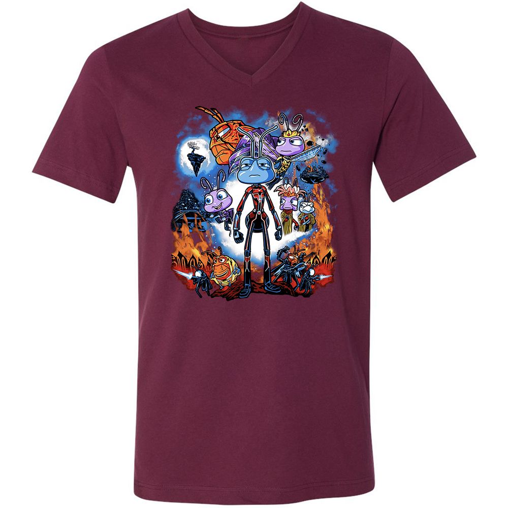 Unisex V-Neck T-Shirt - 5S83YZV3 - Maroon - 6