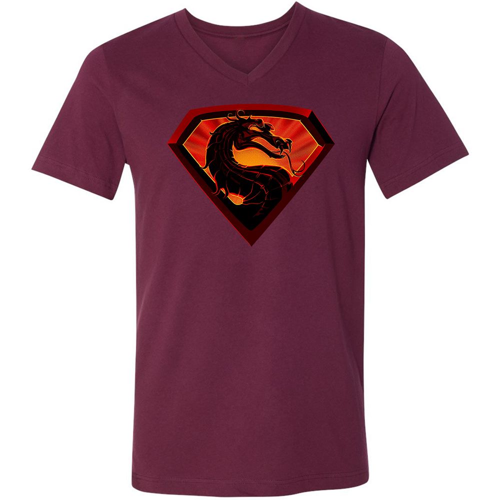 Unisex V-Neck T-Shirt - J6P92K4Q - Maroon - 6