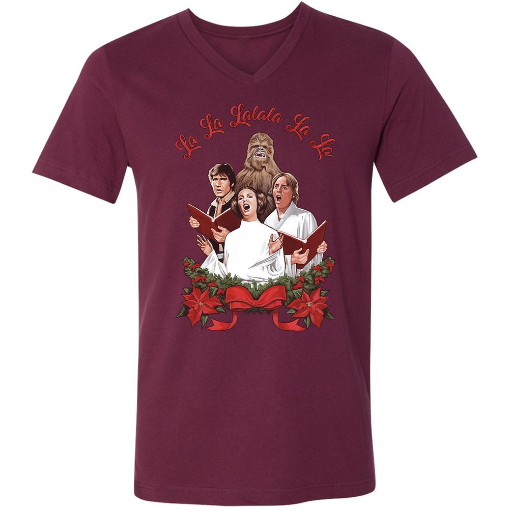 Unisex V-Neck T-Shirt - XASZMXJH - Maroon - 6
