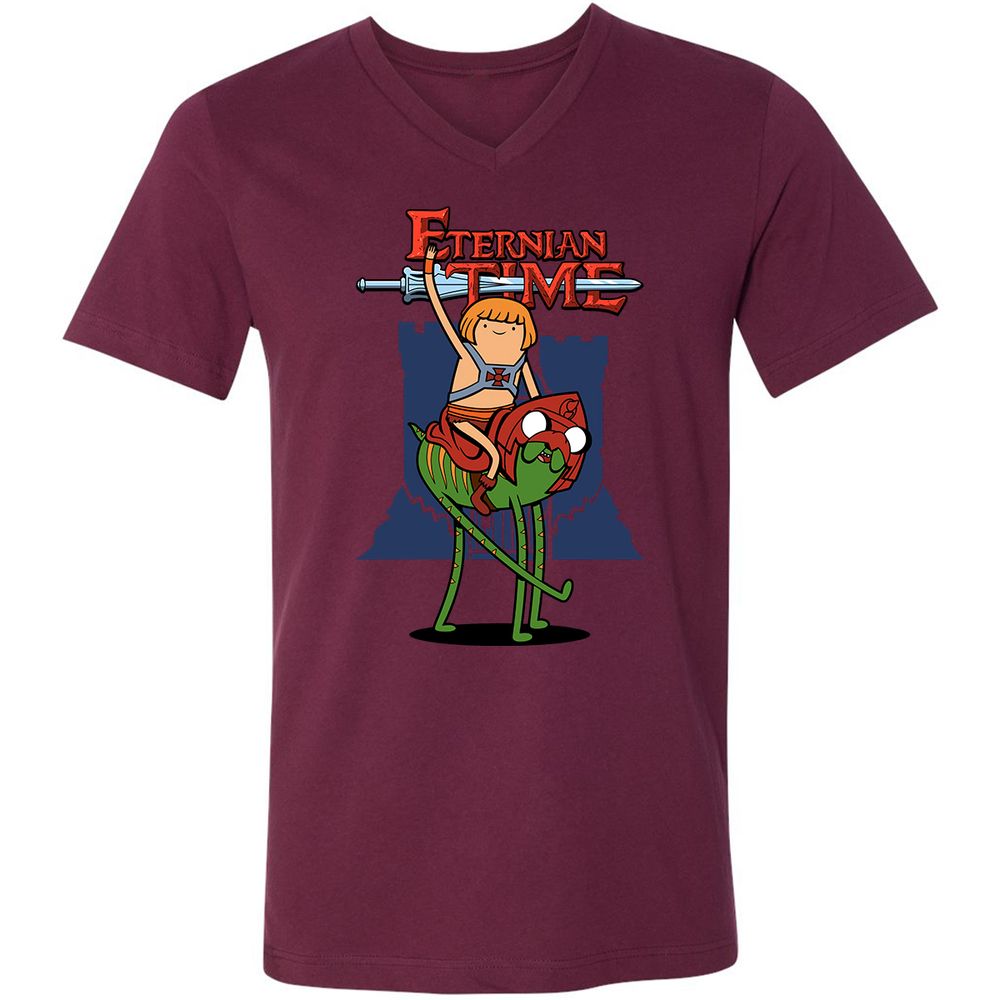 Unisex V-Neck T-Shirt - 4HASWWVM - Maroon - 6